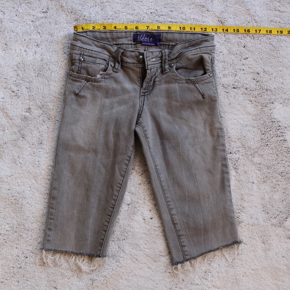 Miley Cyrus Cut-off Bermuda Jean Shorts - Gray